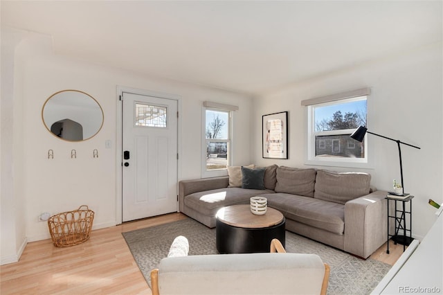 living room featuring light hardwood / wood-style floors