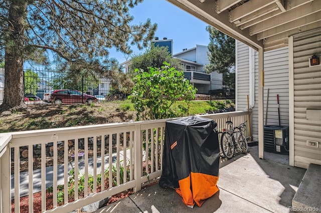 balcony featuring cooling unit