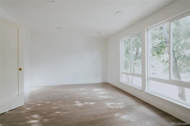 empty room with light hardwood / wood-style floors