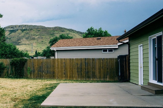 view of patio with a mountain view