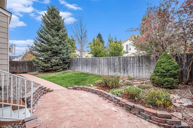 view of yard with a patio area