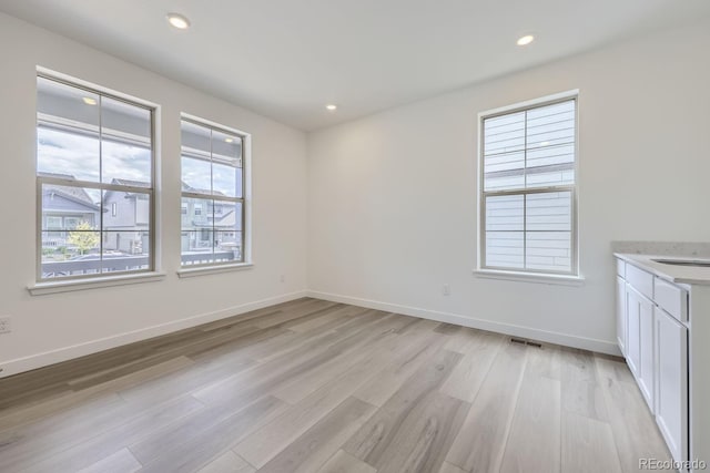 empty room featuring a wealth of natural light and light wood-type flooring