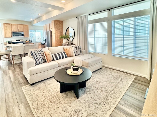 4060 N Rome St, Aurora, CO 80019 - living room featuring recessed lighting and light wood-style flooring