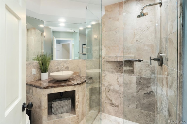 2345 Spotswood Pl, Boulder, CO 80304 - bathroom featuring a stall shower and vanity
