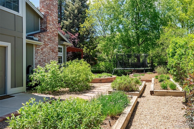 2345 Spotswood Pl, Boulder, CO 80304 - view of yard featuring a vegetable garden and a trampoline