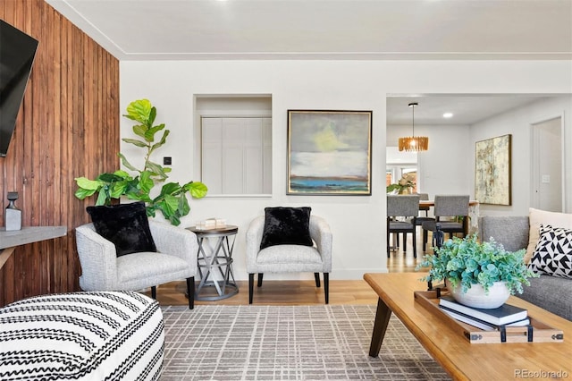 living room with wood finished floors