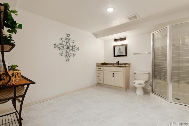 8543 Redstone St, Highlands Ranch, CO 80126 - full bathroom featuring vanity, a shower stall, and recessed lighting
