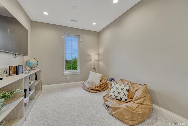 5428 Forest View Rd, Parker, CO 80134 - sitting room featuring baseboards, carpet floors, and recessed lighting