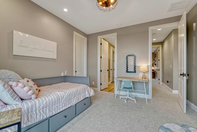 5428 Forest View Rd, Parker, CO 80134 - carpeted bedroom with baseboards, recessed lighting, and an office area
