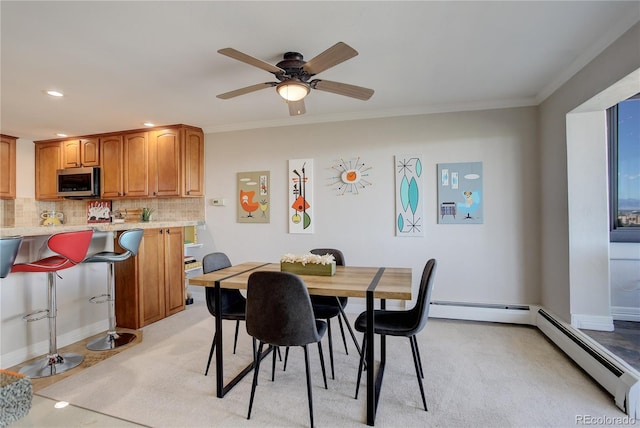 3131 E Alameda Ave Unit 1003, Denver, CO 80209 - dining area with crown molding, ceiling fan, and recessed lighting