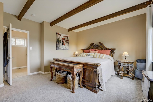 8320 Red Spring Valley Rd, Colorado Springs, CO 80919 - bedroom with carpet, beam ceiling, and baseboards