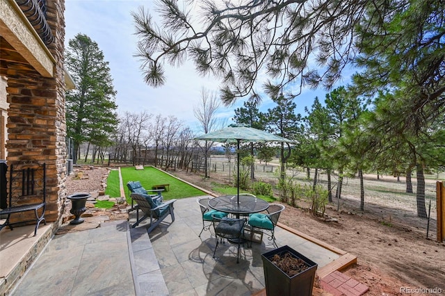 8320 Red Spring Valley Rd, Colorado Springs, CO 80919 - view of patio / terrace with outdoor dining area and fence