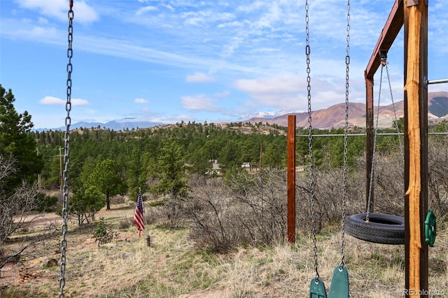 8320 Red Spring Valley Rd, Colorado Springs, CO 80919 - view of yard with a mountain view and a view of trees