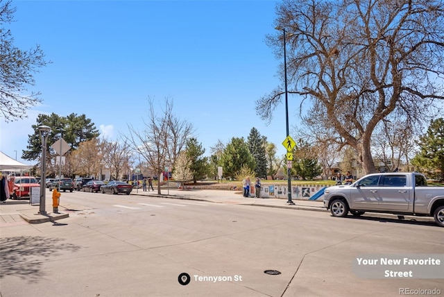 1907 W Elk Pl, Denver, CO 80211 - view of concrete street with traffic signs and sidewalks