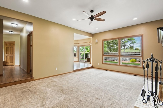 8286 W 108th Pl, Westminster, CO 80021 - unfurnished living room with ceiling fan, carpet flooring, and recessed lighting
