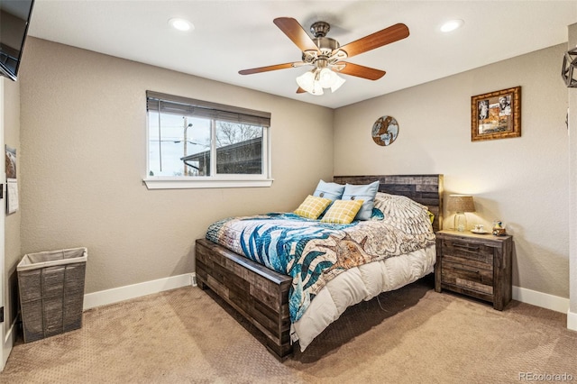 14290 W 54th Ave, Arvada, CO 80002 - bedroom with carpet flooring, baseboards, ceiling fan, and recessed lighting