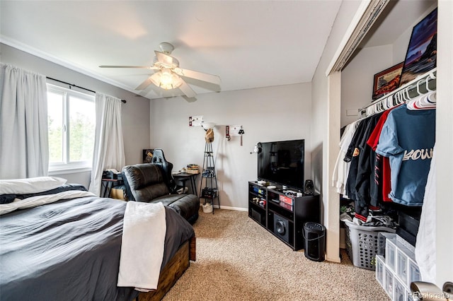5794 S Yakima Way, Aurora, CO 80015 - bedroom featuring carpet floors, ceiling fan, and baseboards