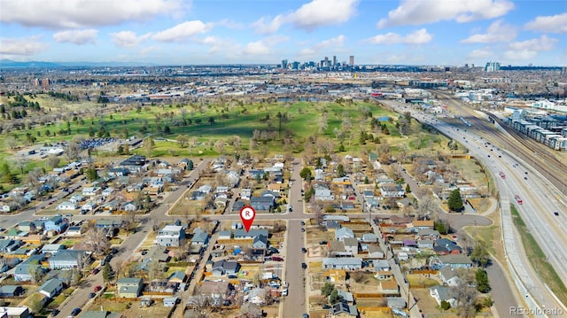 2019 S Fox St, Denver, CO 80223 - aerial view of property's location featuring a main thoroughfare and nearby urban area