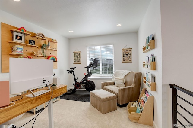 carpeted office with recessed lighting
