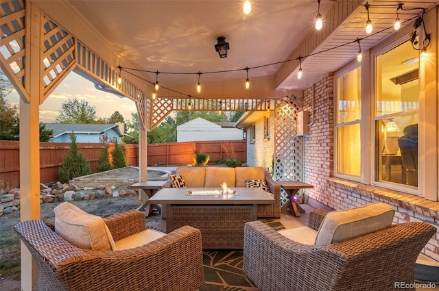 view of patio / terrace with a fenced backyard and an outdoor hangout area