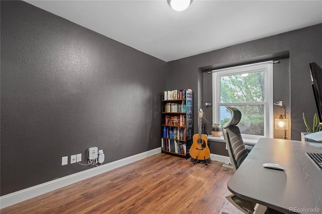 office space featuring wood-type flooring