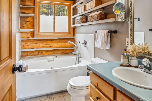 795 Zebulon St, Alma, CO 80420 - bathroom featuring a bath, toilet, vanity, and tile patterned floors