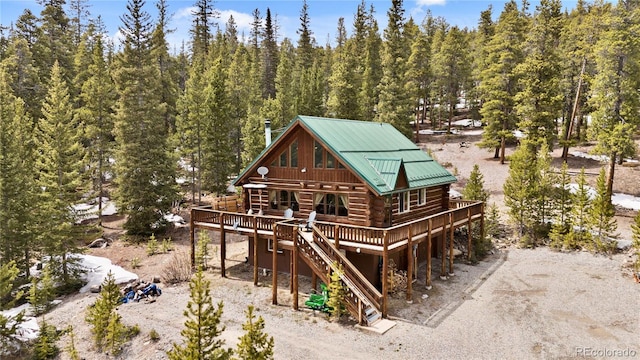 795 Zebulon St, Alma, CO 80420 - view of outdoor structure with stairs and a wooded view