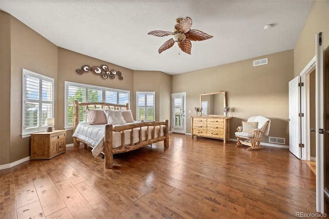 1251 Double Eagle Ct, Castle Rock, CO 80104 - bedroom with wood-type flooring and ceiling fan