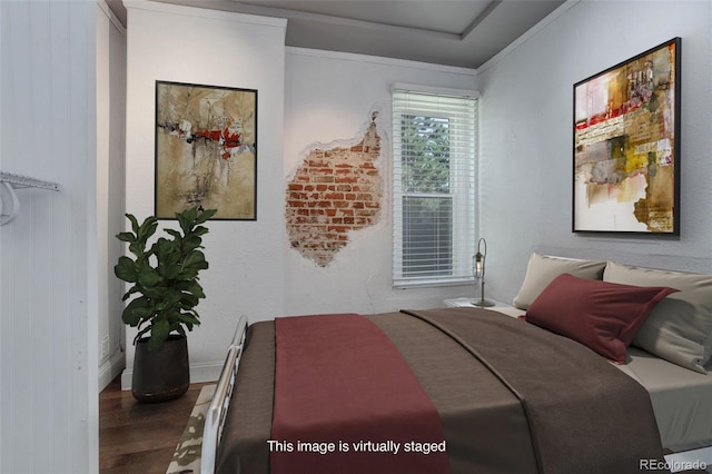 4032 Lipan St, Denver, CO 80211 - bedroom featuring wood finished floors and crown molding