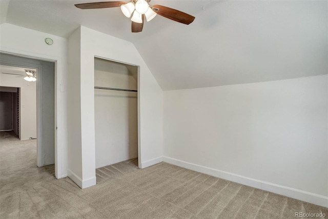 4032 Lipan St, Denver, CO 80211 - unfurnished bedroom with carpet, vaulted ceiling, a closet, and ceiling fan