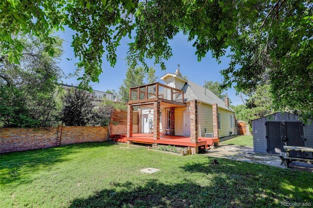 4032 Lipan St, Denver, CO 80211 - rear view of house featuring a shed, a deck, and a balcony