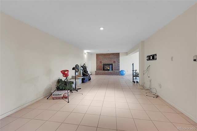 interior space featuring light tile patterned flooring