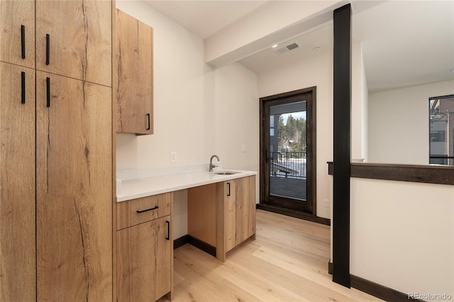 kitchen featuring sink and light hardwood / wood-style flooring