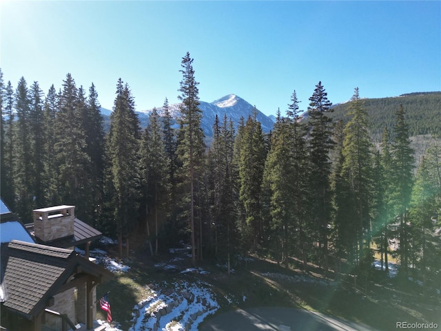 property view of mountains with a forest view