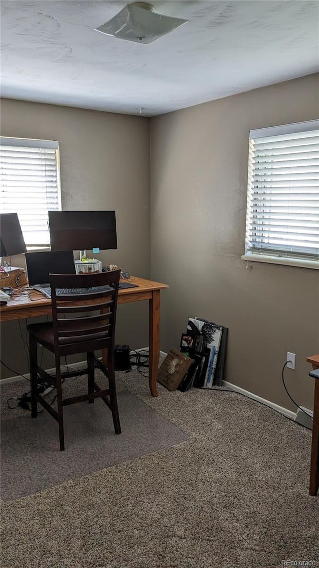 office area with carpet and a wealth of natural light