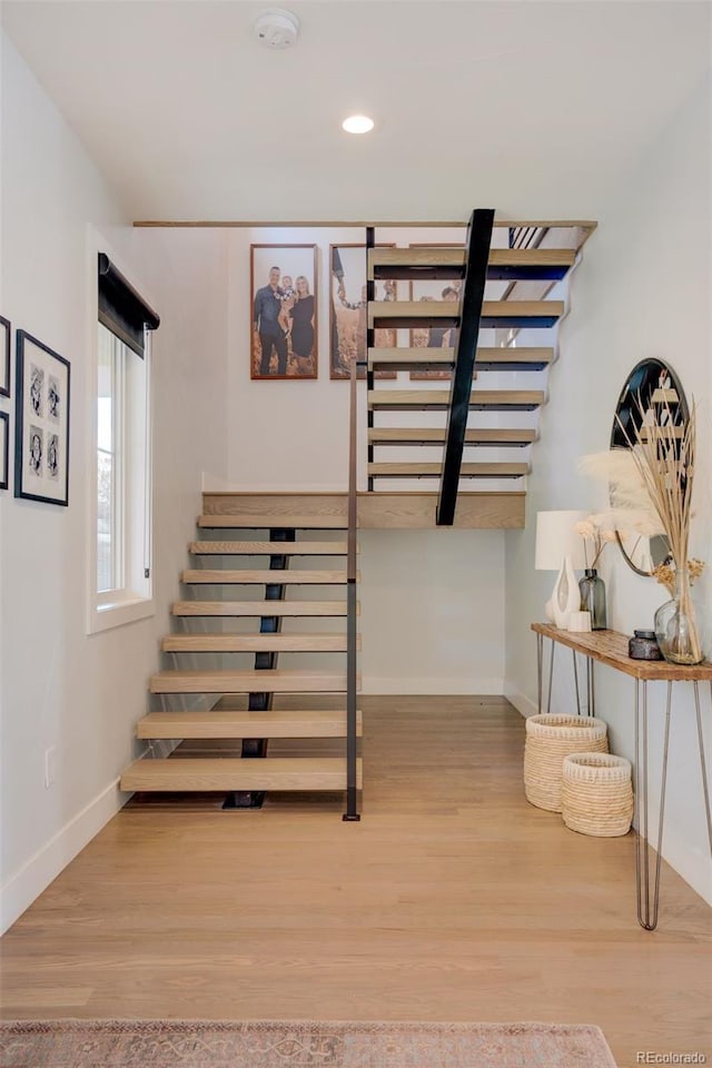 3478 Chase St, Wheat Ridge, CO 80212 - stairway featuring wood finished floors and recessed lighting