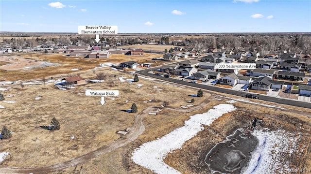 drone / aerial view with a residential view