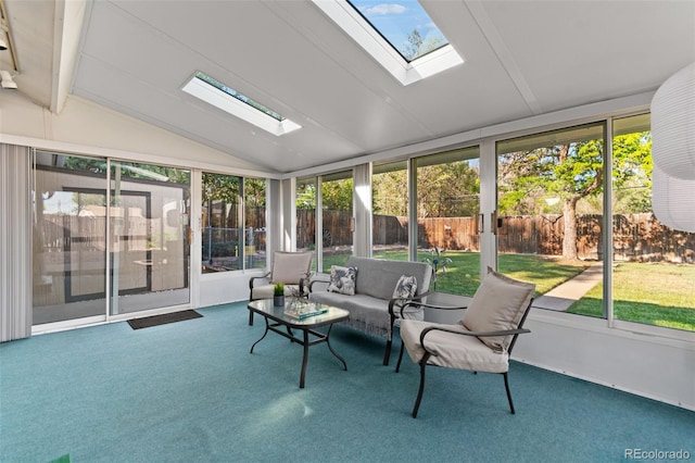 7310 Granada Rd, Denver, CO 80221 - sunroom / solarium with a skylight, lofted ceiling, and an outdoor hangout area