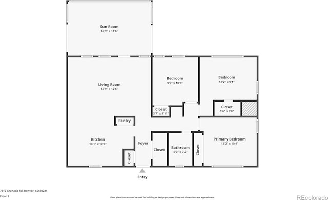 7310 Granada Rd, Denver, CO 80221 - view of floor plan / room layout