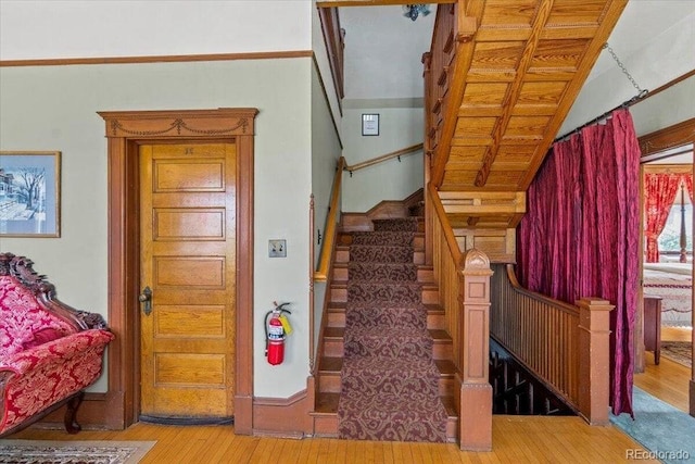 310 E 2nd St, Trinidad, CO 81082 - staircase featuring wood finished floors