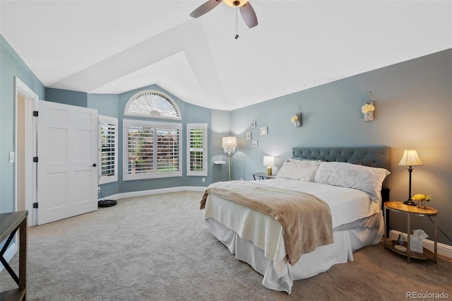 7056 S Owens St, Littleton, CO 80127 - bedroom with lofted ceiling, carpet floors, a ceiling fan, and baseboards