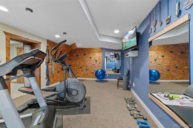 7056 S Owens St, Littleton, CO 80127 - workout area with carpet, baseboards, and recessed lighting