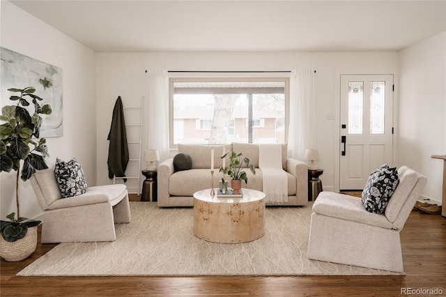 living area featuring wood finished floors