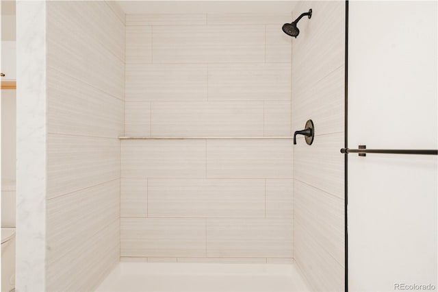 bathroom featuring a shower stall and toilet