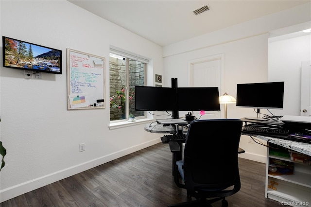 11823 Barrentine Loop, Parker, CO 80138 - home office with baseboards and dark wood-style floors