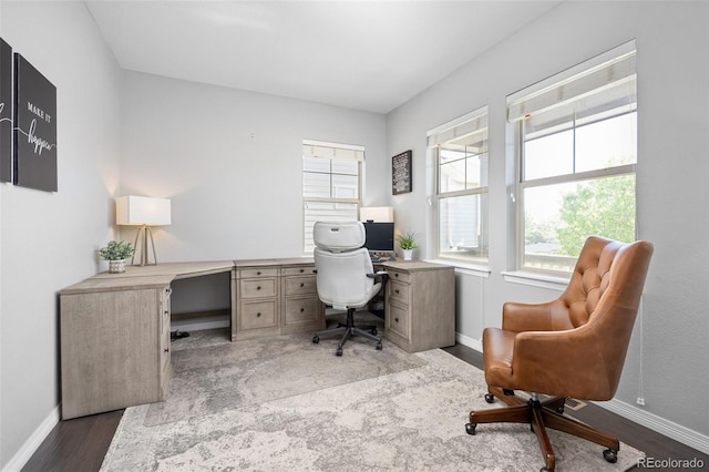 525 Grenville Cir, Erie, CO 80516 - home office with baseboards and wood finished floors