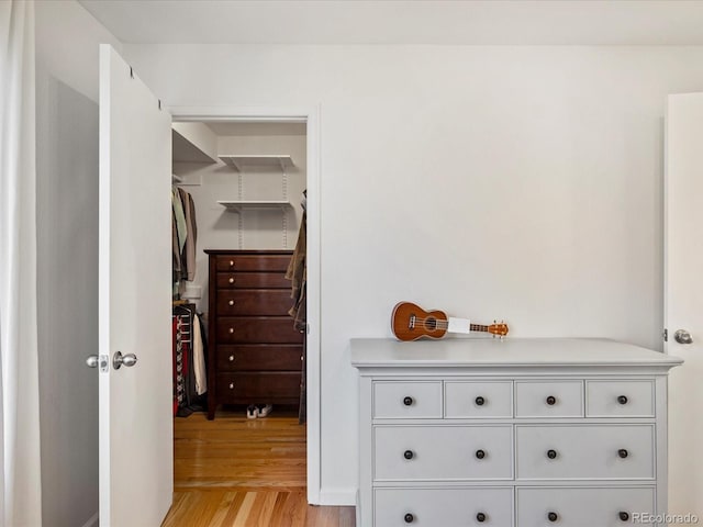 spacious closet featuring light wood-type flooring