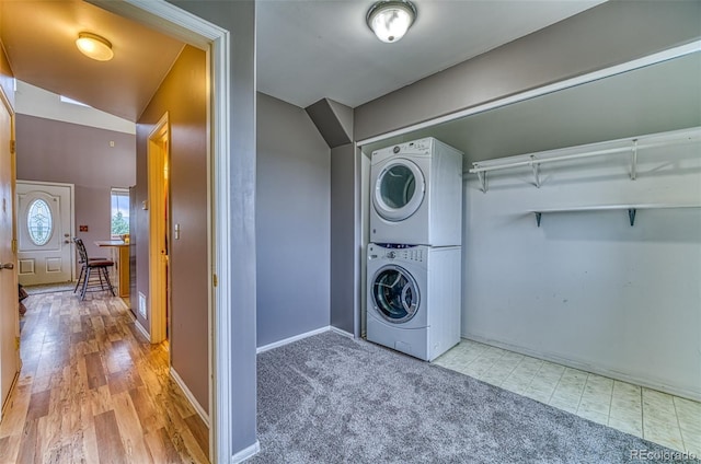 21540 Ridgeline Dr S, Trinidad, CO 81082 - laundry area with stacked washer / drying machine and baseboards