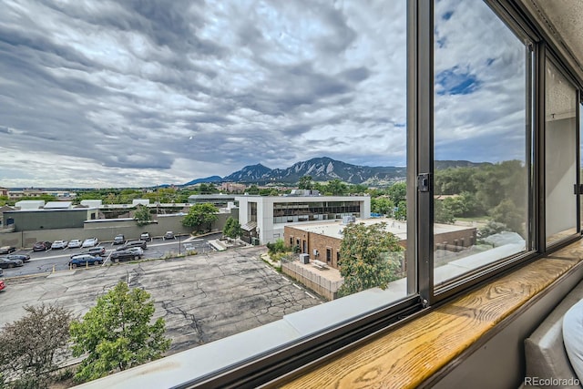 exterior space featuring a mountain view