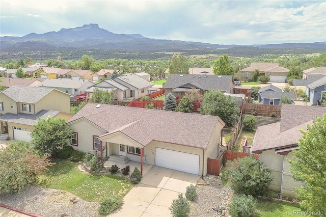 aerial view with a mountain view